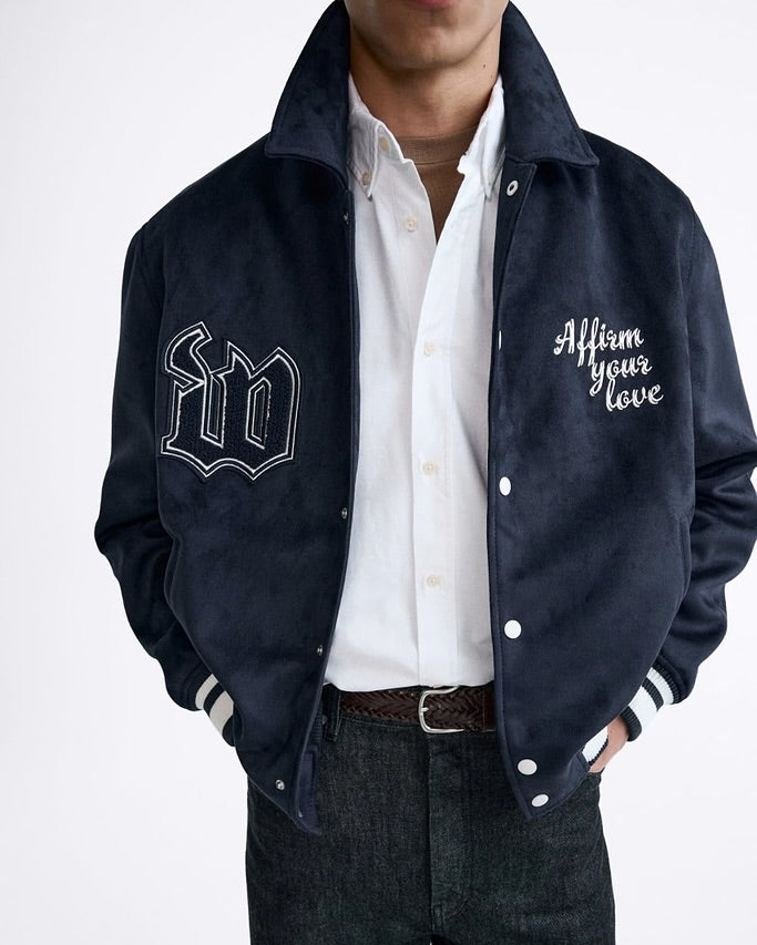 ZR Men Varsity Baseball Blue Jacket