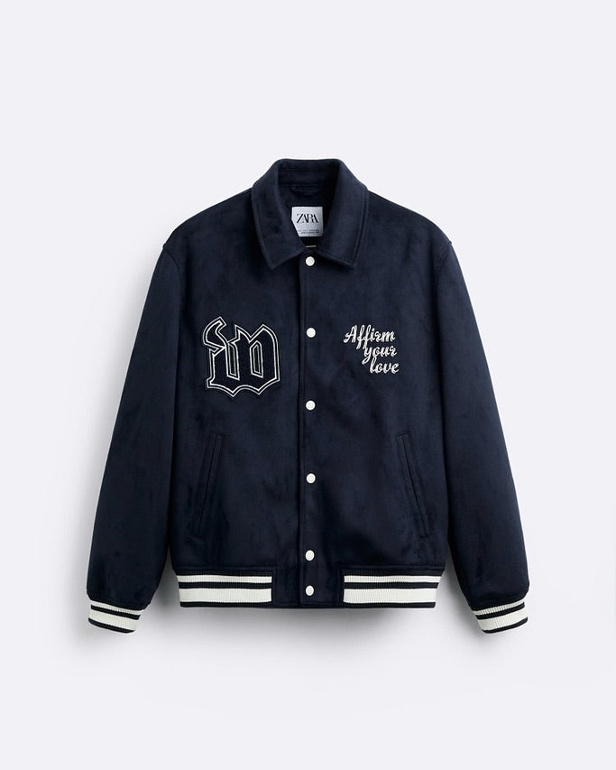 ZR Men Varsity Baseball Blue Jacket