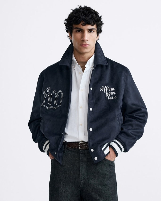 ZR Men Varsity Baseball Blue Jacket